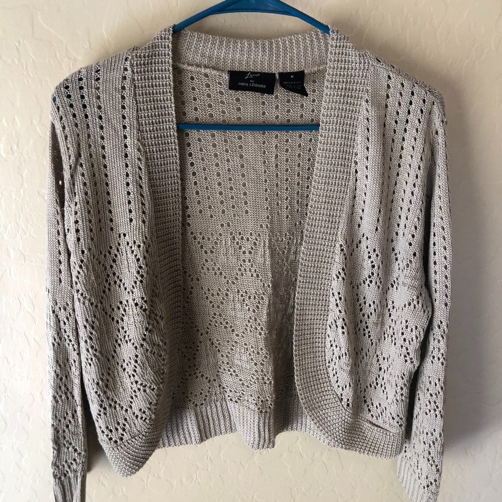 Crop Cardigan Beige Sweater - L/S - Scoop - Size M